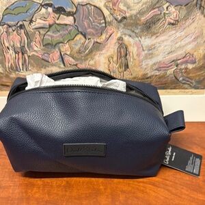 NWT Dwell Studio Navy Faux Leather Men's Toiletries Bag